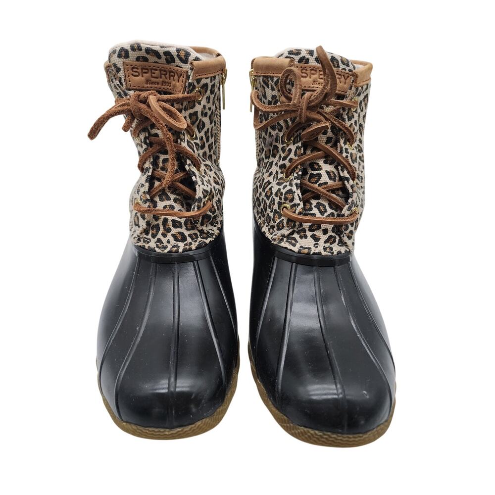 Sperry Womens Size 9.5 Saltwater Animal Print Textile Multi Duck Boots - Picture 3 of 11